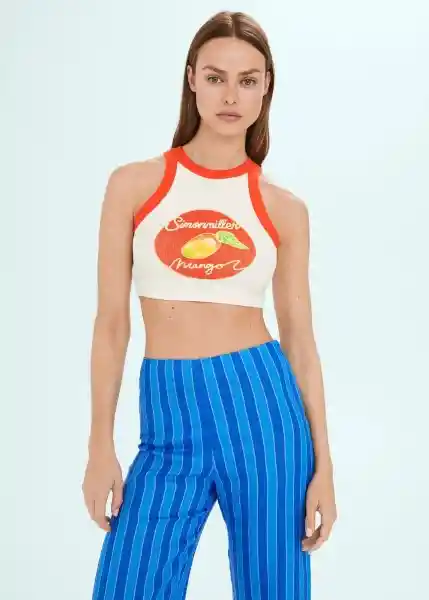 Top Mango Naranja Talla M Mujer Mango