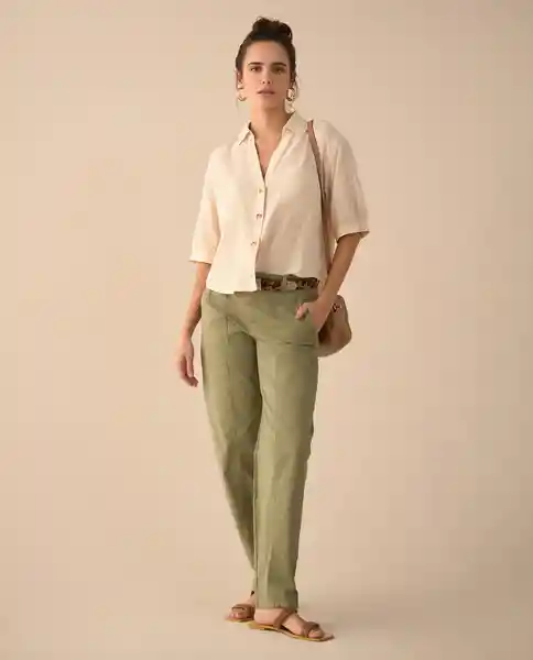 Pantalón Verde Óleo Medio Talla 6 631G016 Esprit