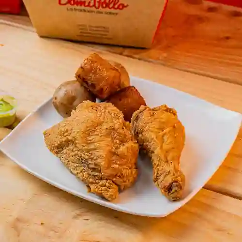1/4 Pollo Apanado con Papa a la Francesa