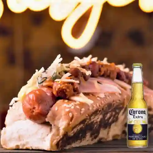 Combo Dog Mexicano + Cerveza Corona Bot. 355ml