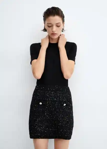 Falda Naomi Negro Talla L Mujer Mango