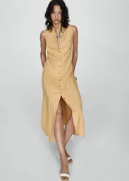 Vestido Alice Ocre Talla L Mujer Mango