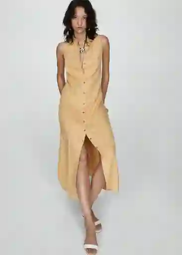 Vestido Alice Ocre Talla L Mujer Mango