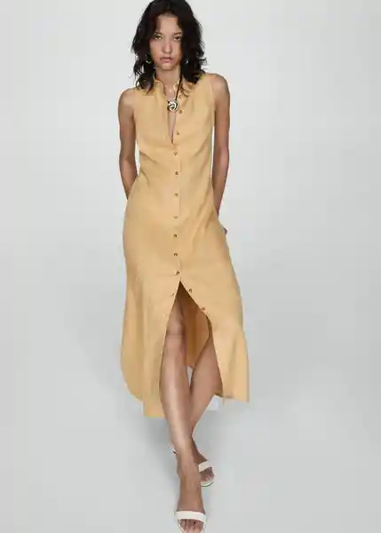 Vestido Alice Ocre Talla L Mujer Mango