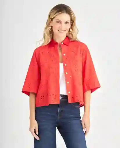 Camisa Rojo Gobelino Oscuro Talla S 619F081 Esprit