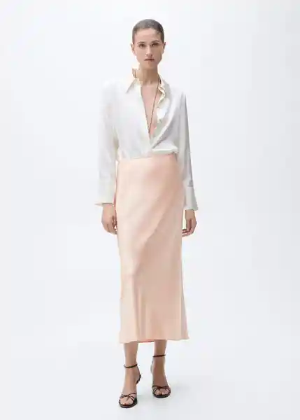 Falda Mia2 Salmón Talla S Mujer Mango