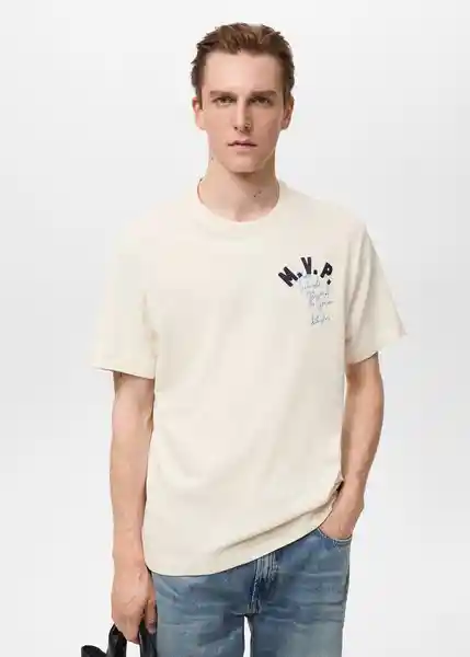 Camiseta Mvpcr Crudo Talla L Hombre Mango