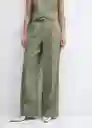 Pantalón Alicante Verde Pastel Talla 46 Mujer Mango