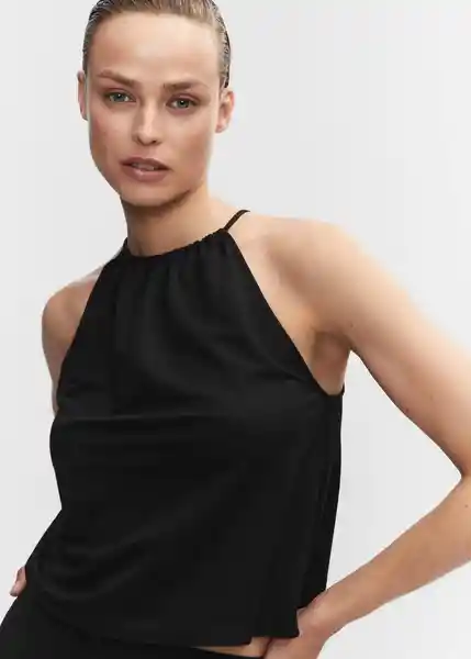 Top Cintita Negro Talla M Mujer Mango