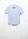 Camisa Ginza-H Celeste Talla L Hombre Mango
