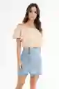 Regged Falda Creta Denim Color Azul Medio Talla 14