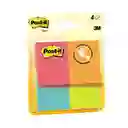 Post It -® Notas Adhesivas 653, Color Neón, 4 Pads De 50 Hojas