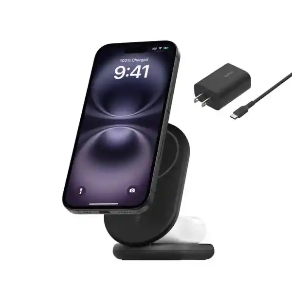 Belkin Base de Carga Qi2 2 en 1 Plegable 15W Negro