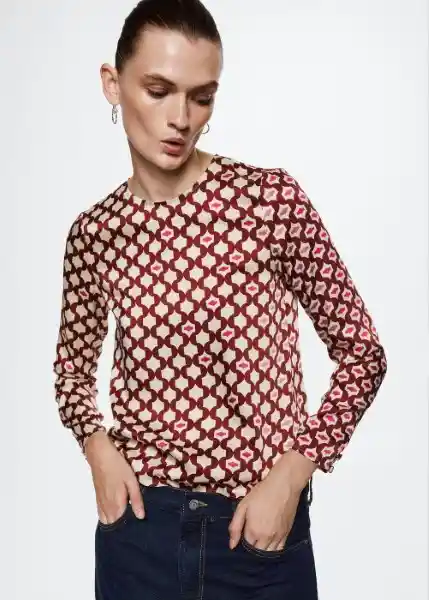 Blusa Sabrin Burdeos Talla Xs Mujer Mango