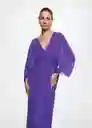 Vestido Plisi-A Morado Talla L Mujer Mango