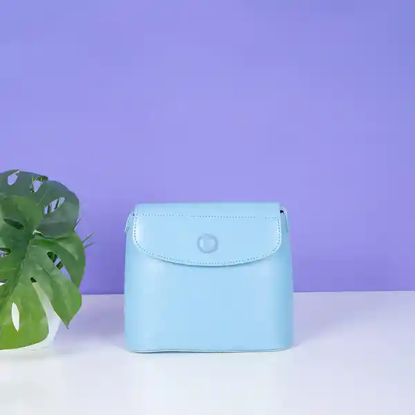 Bolso Hobo Con Solapa y Botón Azul Miniso