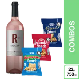 Combo 3 Rosaleda Vino Rosado + Snack Parmesano + Holandes + Sopo