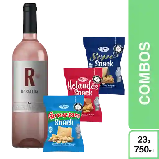 Combo 3 Rosaleda Vino Rosado + Snack Parmesano + Holandes + Sopo