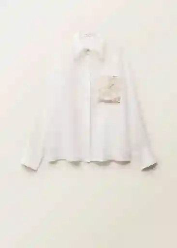 Camisa Embro Offwhite Talla L Mujer Mango