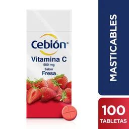Cebión tabletas Masticables de Vitamina C Fresa X 100