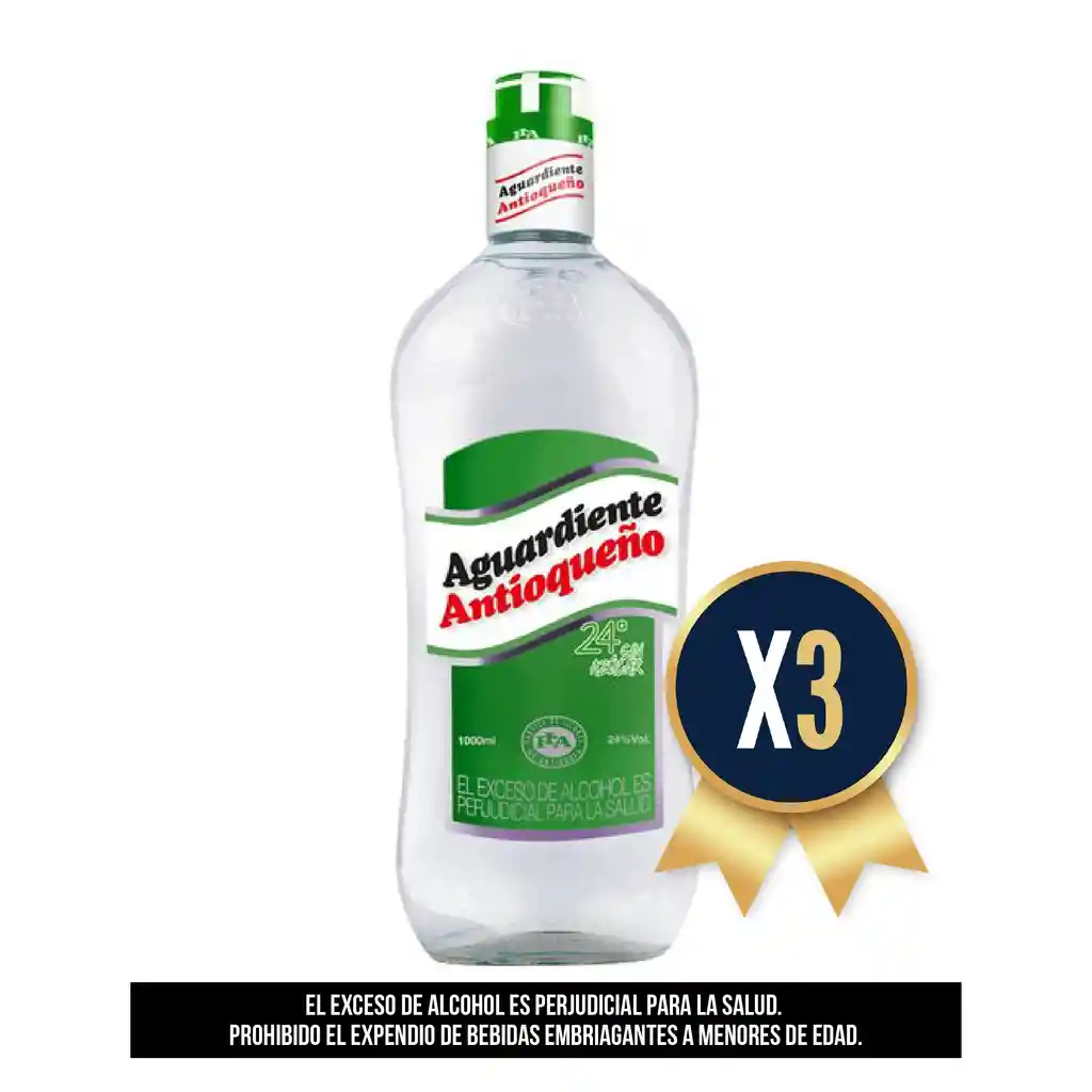 Antioqueño Sin Azucar Verde 1000 Ml Combo X 3