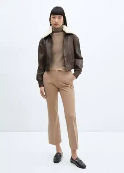Pantalón Emily Camel Talla 36 Mujer Mango