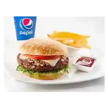 Hamburguesa Sencilla + Papas y Gaseosa