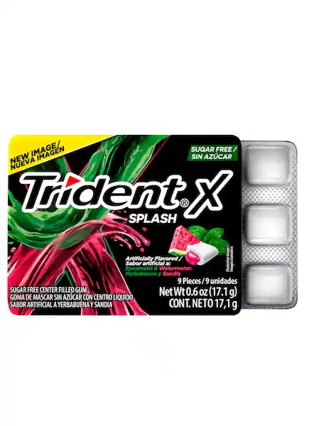 Trident Chicle Splash Sabor a Yerbabuena Sandía