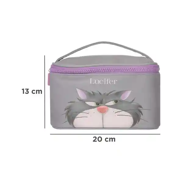 Cosmetiquera Tipo Neceser Disney Cat Lucifer Gris Miniso