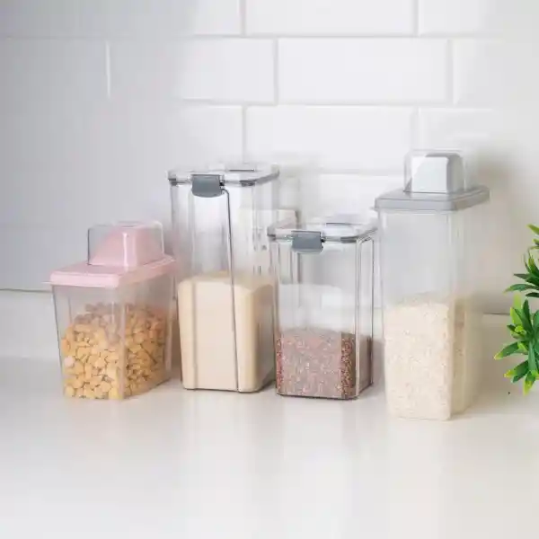 Contenedor Almacenamiento Multigrano Gris 2400 mL Serie Miniso