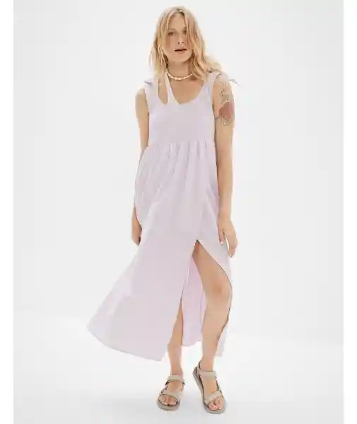 American Eagle Vestido Mangas Atadas Lila Vívido Talla X-Small