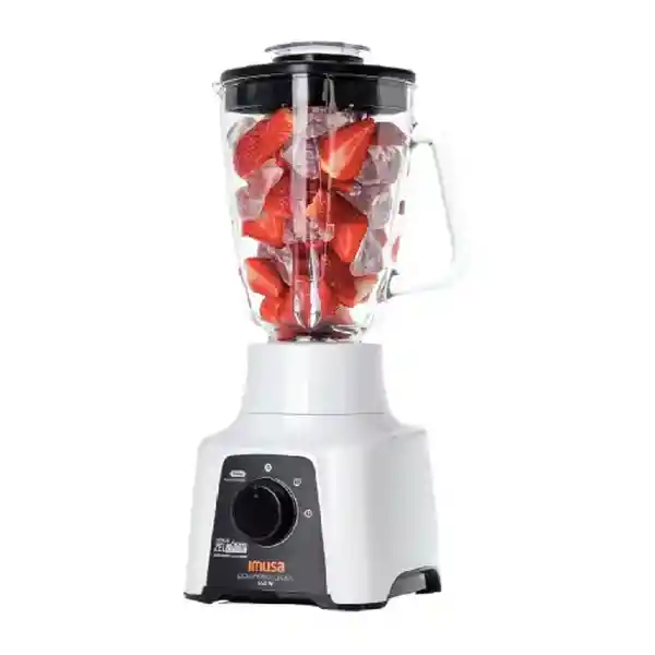 Imusa Licuadora Power Mix Plus 2V Vaso Vidrio Blanca