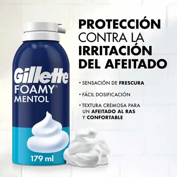 Gillette Espuma de Afeitar Foamy Mentol Sensación Refrescante