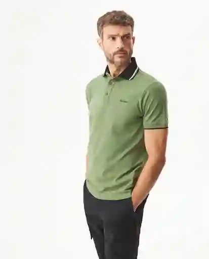 Camiseta Contrast Polo Neck Verde Loden Oscuro T L Chevignon