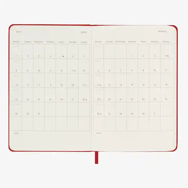 Moleskine Agenda 2024 Grande Diaria Rojo Hc