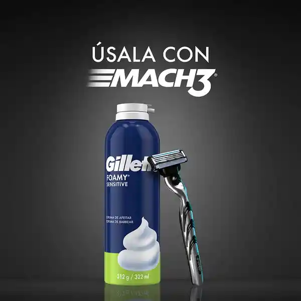 GILLETTE Foamy Sensitive Espuma de Afeitar Ideal para Hombres con Piel Sensible Afeitadas sin Irritación 322 mL