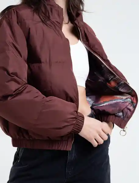  Abrigo Print Mujer Cafe Acerbo Ultraoscuro Talla M Naf-Naf 