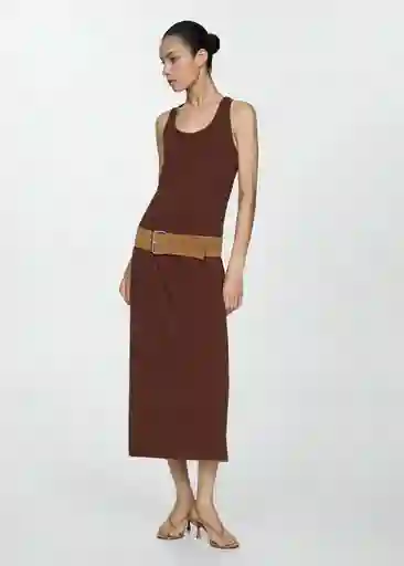 Vestido Mint Marron Talla XS Mujer Mango