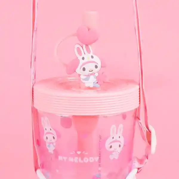 Vaso Plástico Con Correa Rosa 535 mL Serie Sanrio Miniso