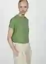 Camiseta Lint Verde Talla S Mujer Mango