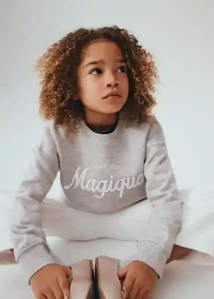 Buzo Sudadera Magique Gris Medio Vigore Talla 08 Niña Mango