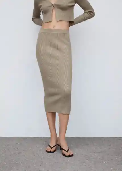 Falda Olimpica-L Khaki Talla XS Mujer Mango