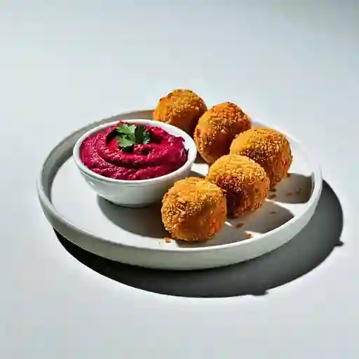 Albóndigas De Berenjena Y Hummus