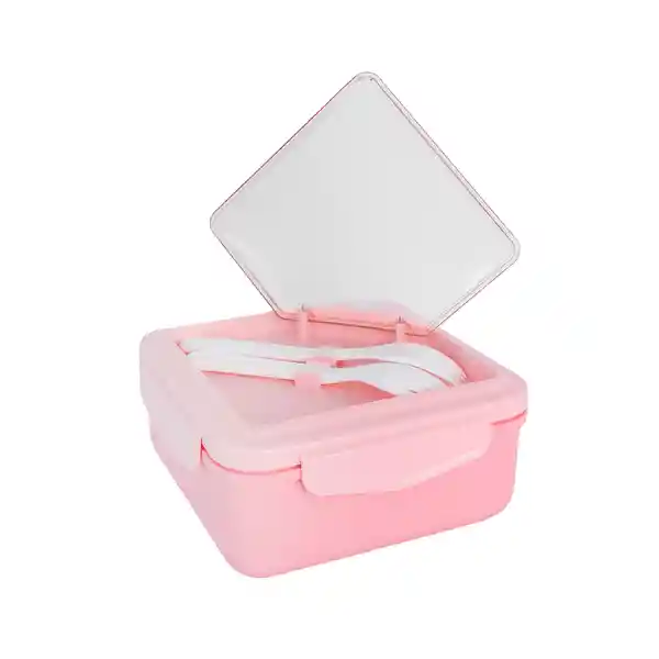 Contenedor de Alimentos Con 2 Compartimentos Rosa 1100 mL Miniso
