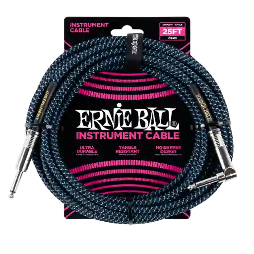 Ernie Ball Cable Negro Azul 25FT P06060