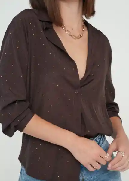 Camisa Annie Mujer Café Ristretto Talla M 419g332 Naf Naf