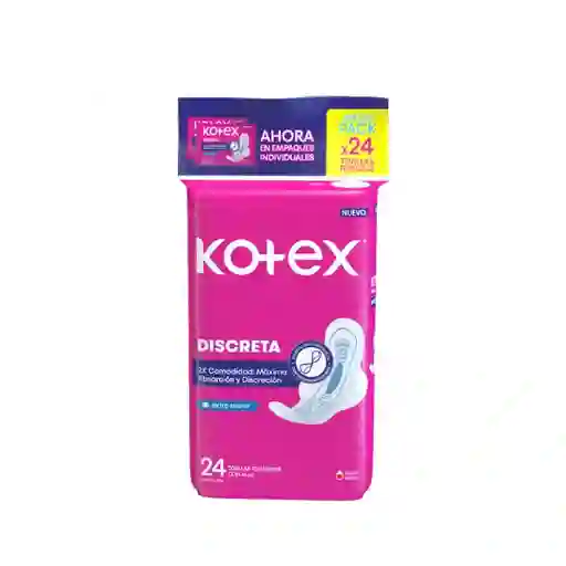 Kotex Pack Toalla Higiénica Femenina Discreta Mega 24 Unidades