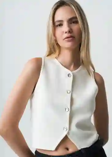 Chaleco Tejido Mujer Crudo Puro Claro Talla L 583G002 Naf Naf