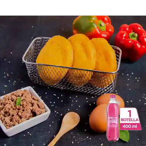 Combo Arepa de Huevo c/ Carne +Postobón Manzana 400ml