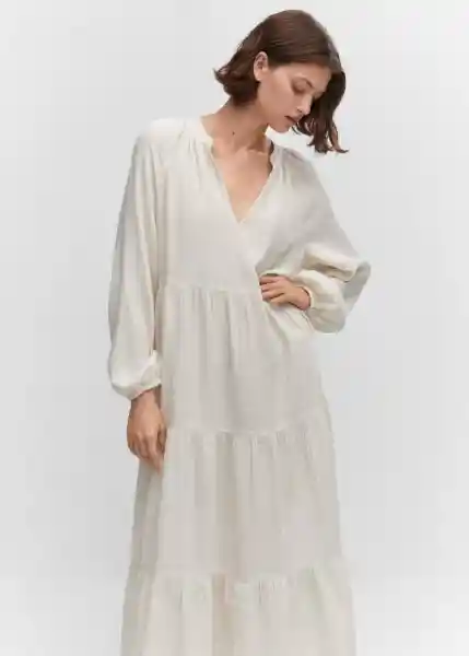 Vestido Lini Crudo Talla S Mujer Mango